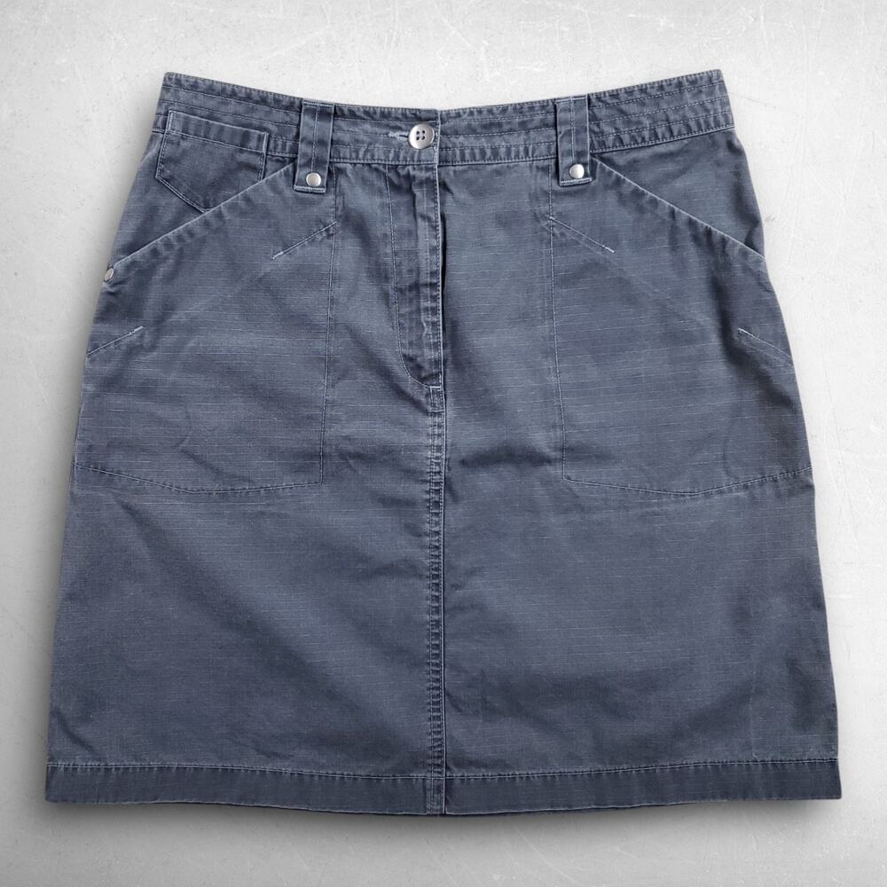 LL Bean Ripstop Utility Camp Skirt Women 8R Gray‎ Pockets Zip Belt Loops Outdoor